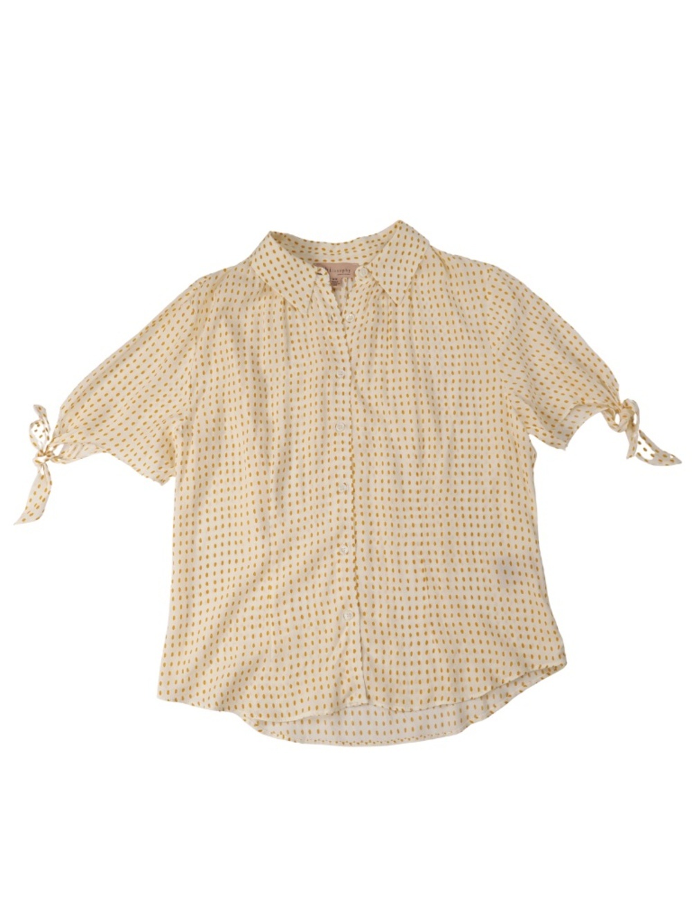 Philosophy Yellow Dot Tie Sleeve Button Front Blouse Medium